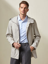 Men Drawstring Detail Zipper Front Coat