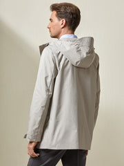 Men Drawstring Detail Zipper Front Coat