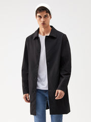 Men Button Front Longline Trench Coat