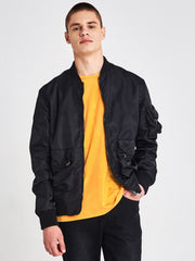 Men Zip Up Dual Pocket Bomber Jacket