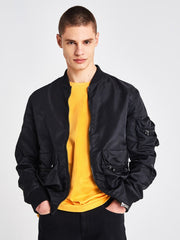 Men Zip Up Dual Pocket Bomber Jacket