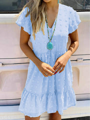 V-neck Pullover Chiffon Dress