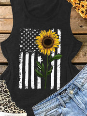 Unterhemden mit Sonnenblumen und amerikanischer Flagge