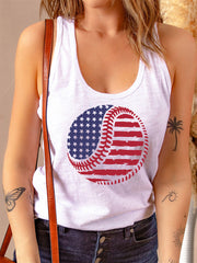 Weiße Weste mit Baseball-Print