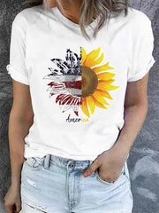 Sonnenblume Amerikanische Flagge T-shirt
