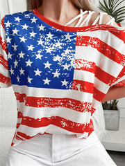 Trägerloses T-Shirt mit amerikanischer Flagge und Cutout