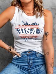 Weiße Weste mit amerikanischem Flaggen-Print