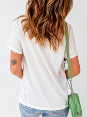 American Flag Letter Leopard Print Short Sleeve T-shirt