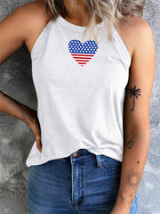 White Love Flag Print Crew Neck Vest