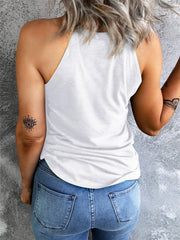 White Love Flag Print Crew Neck Vest