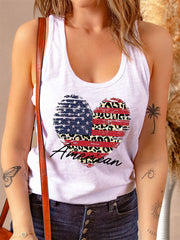 Chaleco patriótico con estampado de leopardo, corazón y bandera estadounidense