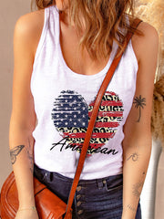 Chaleco patriótico con estampado de leopardo, corazón y bandera estadounidense