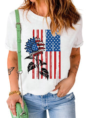 Sonnenblume-T-Shirt mit amerikanischer Flagge