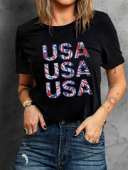 Kurzärmliges T-Shirt mit amerikanischem Monogramm-Print