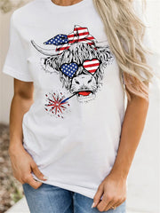 American Flag Cow Short Sleeve Patriotic T-shirt