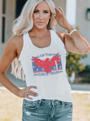 Chaleco patriótico con estampado de letras de las águilas de la bandera estadounidense