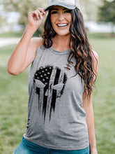 American Flag Skull Print Cutout Pattern Vest