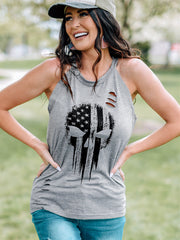 Chaleco con estampado de calavera y bandera estadounidense