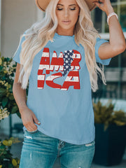 Kurzärmliges T-Shirt mit amerikanischem Monogramm-Print