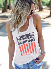 Weste mit Surf-Print und amerikanischer Flagge