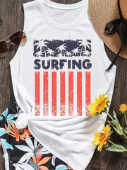 Weste mit Surf-Print und amerikanischer Flagge