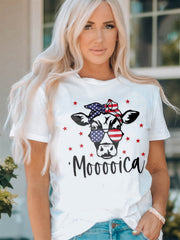 T-Shirt mit Bullhead-Print und amerikanischer Flagge