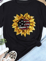 Sonnenblume-T-Shirt mit amerikanischer Flagge