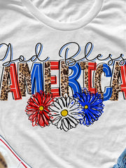 Kurzärmliges T-Shirt mit Leoparden-Gänseblümchen-Print in den USA