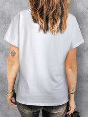 Camiseta holgada con cuello en V y estampado "Love America" en blanco
