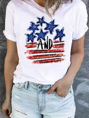 White Star and Stripe Crew Neck T-shirt