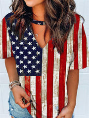 T-Shirt mit ungleichmäßigem Flaggenmuster