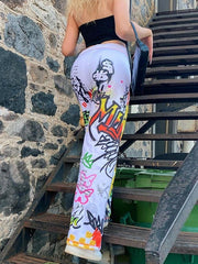 Pantalones casuales de calle modernos y estampados