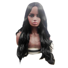 Women's long curly black hair wig