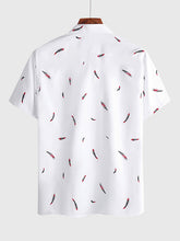 Camisa informal de playa con solapa de plumas