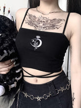 Camisola estampada de moda oscura sin espalda bordada