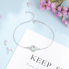 Pulsera de luna gibosa con piedra lunar y plata 925