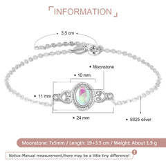 Pulsera de luna gibosa con piedra lunar y plata 925