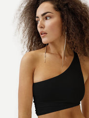 Rückenfreies, kurzes Tanktop mit unregelmäßigem One-Shoulder-Träger