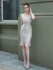 Vestido de noche largo con cola de pez y lentejuelas