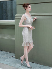 Vestido de noche largo con cola de pez y lentejuelas