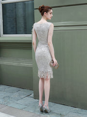 Vestido de noche largo con cola de pez y lentejuelas