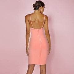 Vestido mini de vendaje liso sin mangas con cuello en V PF19001