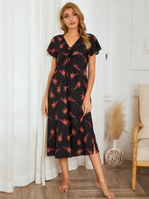 Kurzärmliges Nachthemd mit Plissee-Print