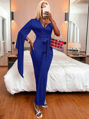 V-Neck Jumpsuit Cropped Pants