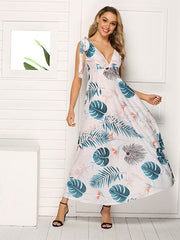 sleeveless V-neck Long Dresses