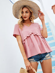 Camiseta con costuras de color liso