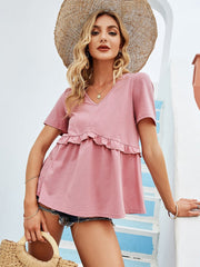 Camiseta con costuras de color liso