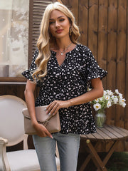 Camisa de gasa estampada con cuello en V