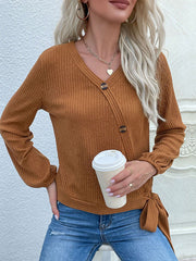 Einfarbiger Button-Down-Strick