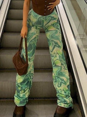 Pantalones de pelo recto con efecto tie-dye